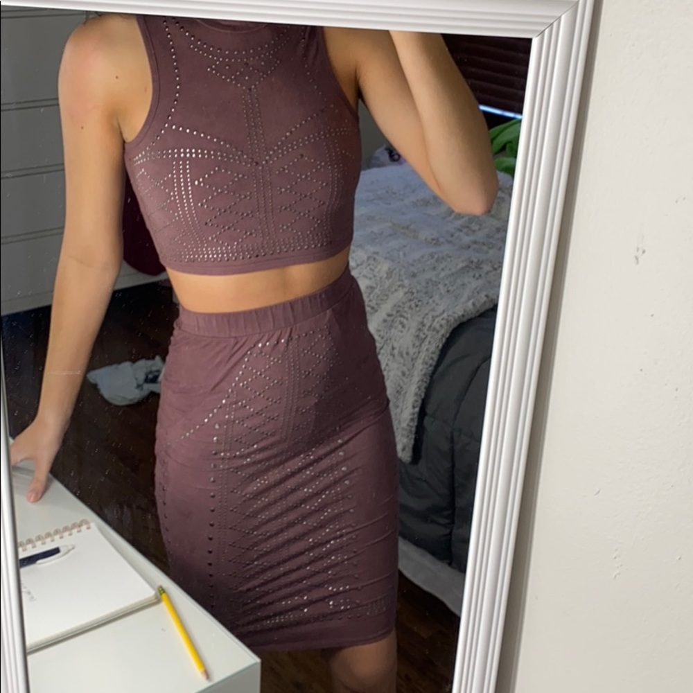 Two piece matching set (crop top & skirt)